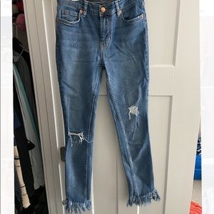 Free People Great Heights Frayed Jeans Indigo